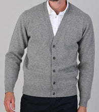 Load image into Gallery viewer, 50% OFF - WILLIAM LOCKIE Cardigan - Mens Leven 2 Ply Lambswool - Grey Flannel - Size: 46&quot;

