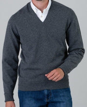 Load image into Gallery viewer, 50% OFF - WILLIAM LOCKIE Vee Neck - Mens Melrose 2 Ply Cashmere - Grey - Size: 48&quot;
