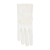 Women's cotton crochet gloves in ecru - single glove, palm side up