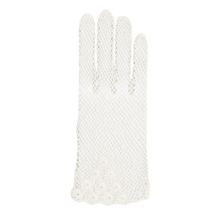 Women's cotton crochet gloves in ecru - single glove