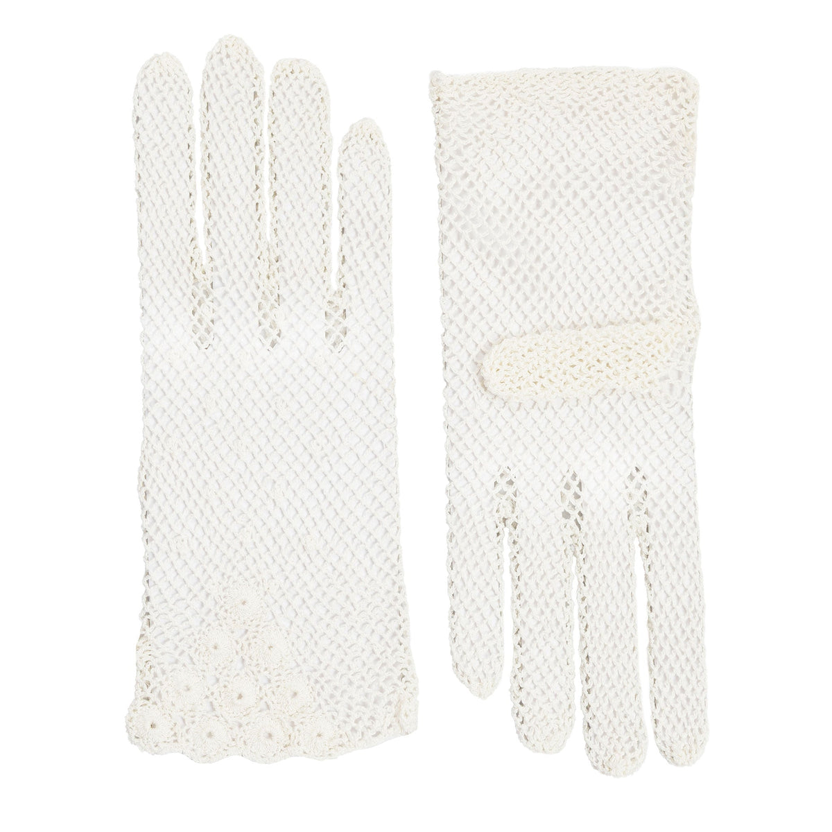 Women's cotton crochet gloves in ecru