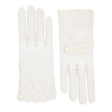 Women's cotton crochet gloves in ecru
