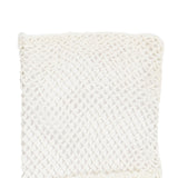 Women's cotton crochet gloves in ecru - close up of the cuff palm side up