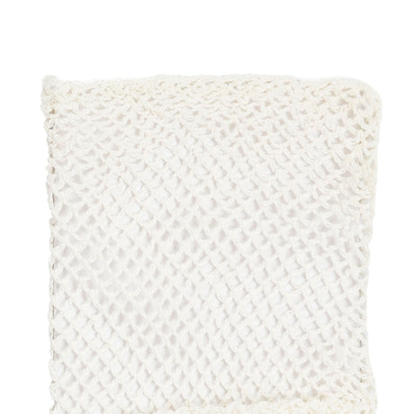 Women's cotton crochet gloves in ecru - close up of the cuff palm side up