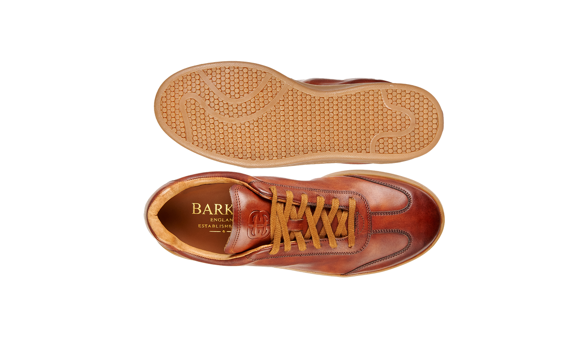 BARKER Wyatt Sneakers - Mens - Tan Dip Dyed - sole view