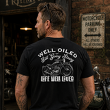 LIFE WELL LIVED Men's Soft Cotton T-Shirt - Well Oiled Bike - lifestyle image