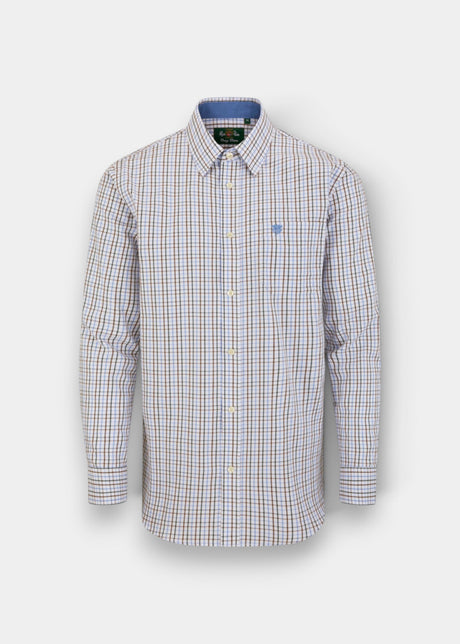 ALAN PAINE Aylesbury Mens Country Check Shirt - Green & Brown