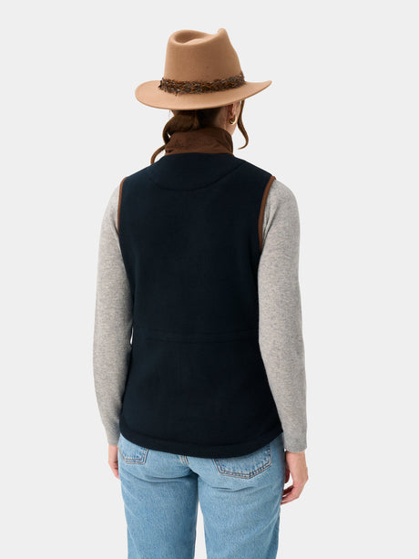 Alan Paine Aylsham Ladies Fleece Gilet - Dark Navy – back view.