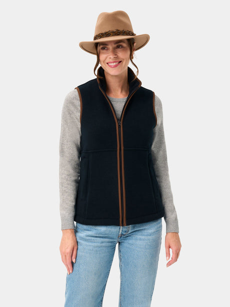 Alan Paine Aylsham Ladies Fleece Gilet - Dark Navy – front alternate view.