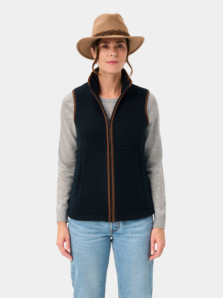 Alan Paine Aylsham Ladies Fleece Gilet - Dark Navy – front view.