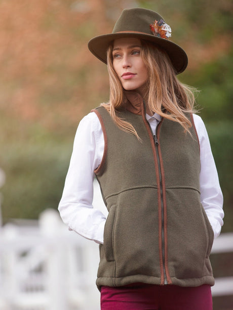Alan Paine Aylsham Ladies Fleece Gilet - Green – outdoor front view.