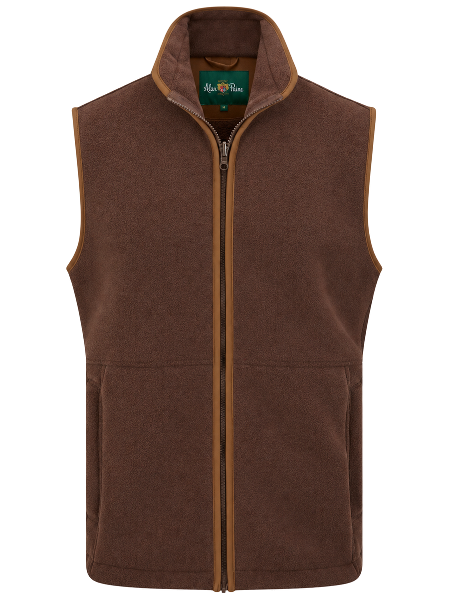 ALAN PAINE Aylsham Mens Fleece Gilet - Bark