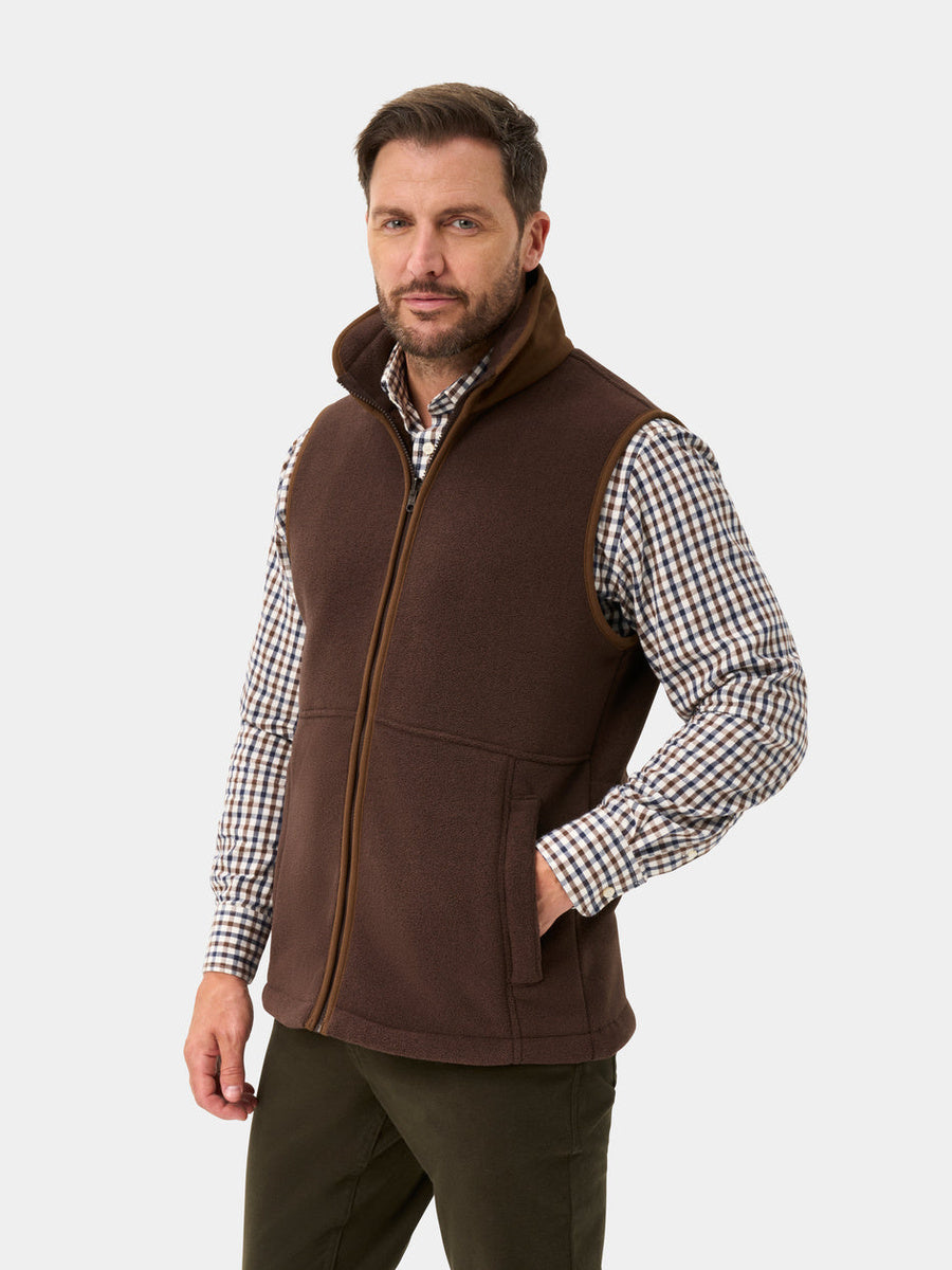 ALAN PAINE Aylsham Mens Fleece Gilet - Bark