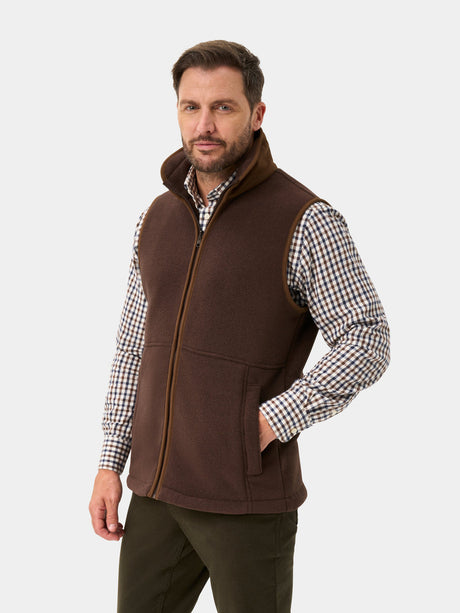 ALAN PAINE Aylsham Mens Fleece Gilet - Bark