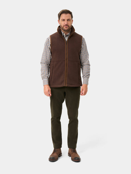 ALAN PAINE Aylsham Mens Fleece Gilet - Bark