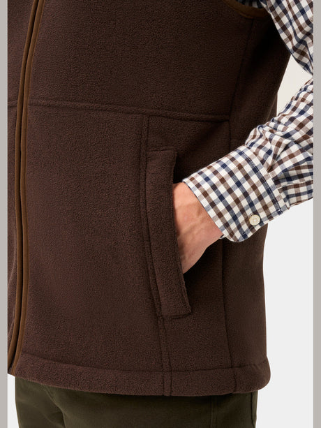 ALAN PAINE Aylsham Mens Fleece Gilet - Bark