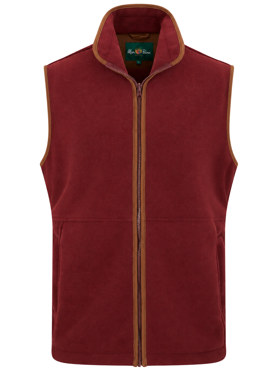 ALAN PAINE Aylsham Mens Fleece Gilet - Bordeaux