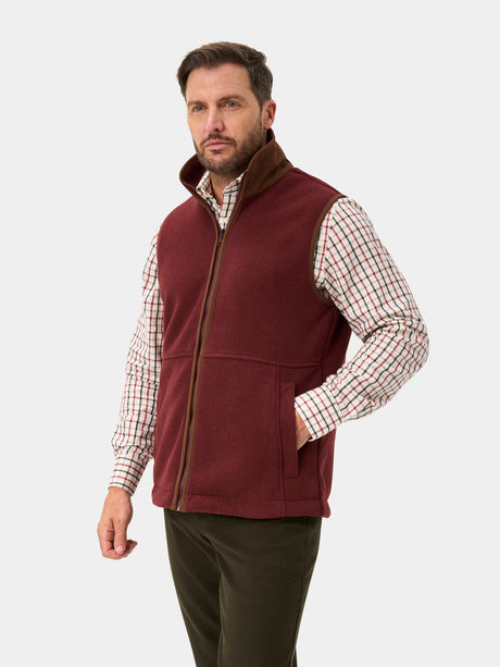 ALAN PAINE Aylsham Mens Fleece Gilet - Bordeaux