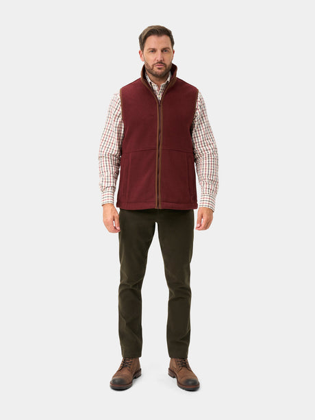 ALAN PAINE Aylsham Mens Fleece Gilet - Bordeaux