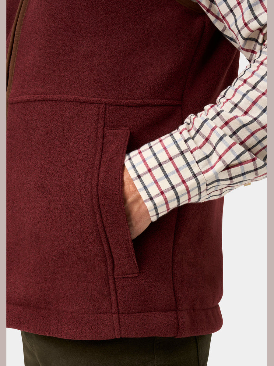 ALAN PAINE Aylsham Mens Fleece Gilet - Bordeaux