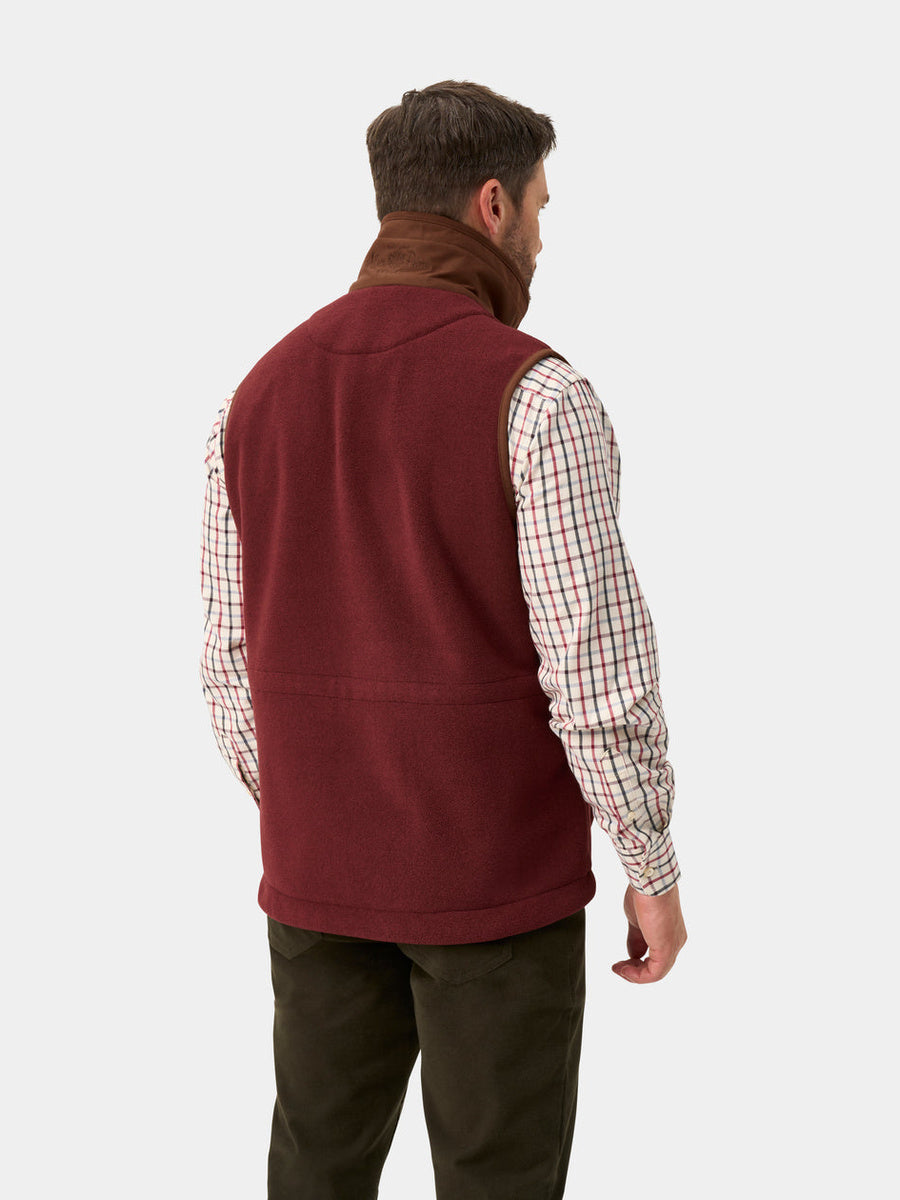ALAN PAINE Aylsham Mens Fleece Gilet - Bordeaux