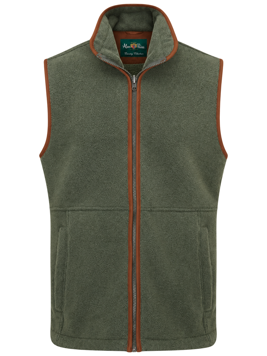 ALAN PAINE Aylsham Mens Fleece Gilet - Cedar Green