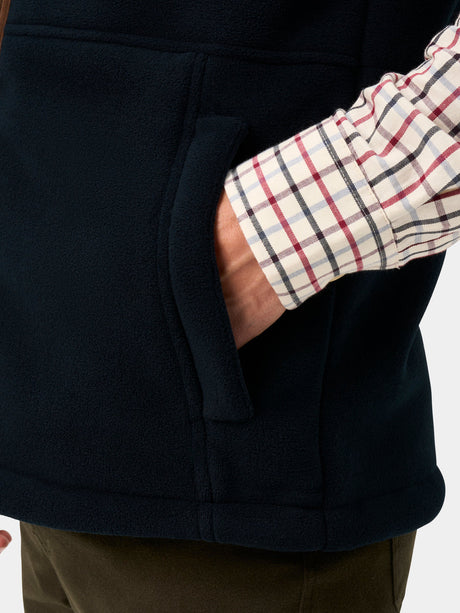 Alan Paine Aylsham Mens Fleece Gilet - Dark Navy – pocket detail view.