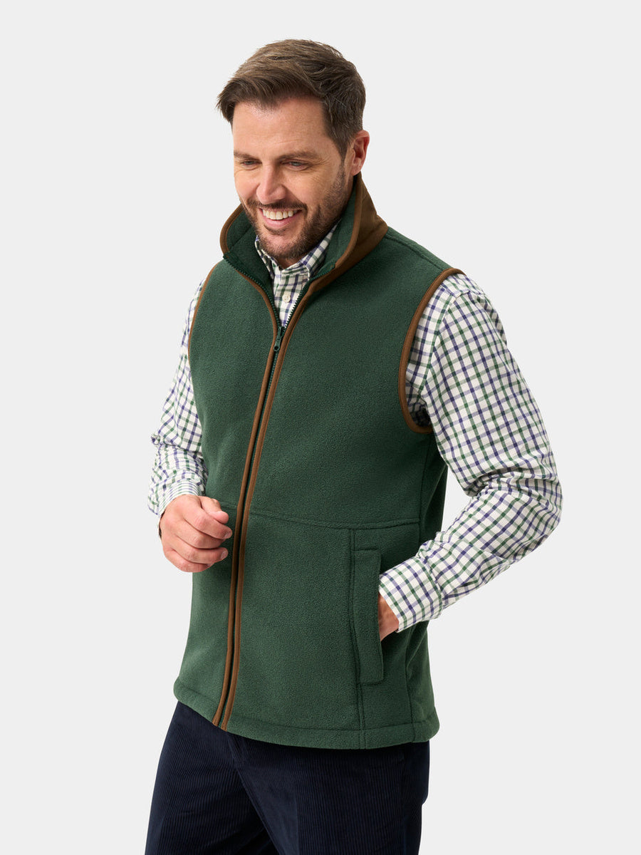 ALAN PAINE Aylsham Mens Fleece Gilet - Evergreen