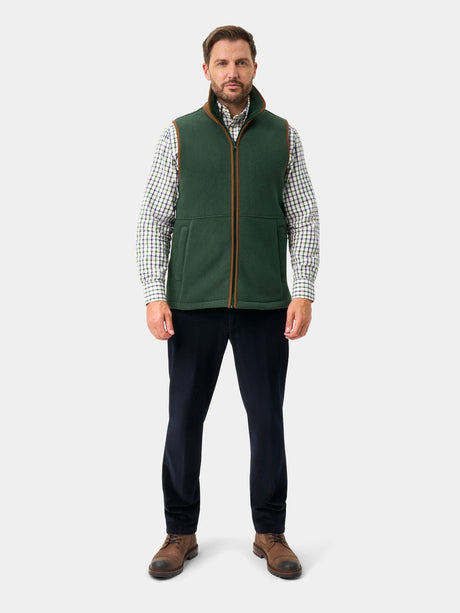 ALAN PAINE Aylsham Mens Fleece Gilet - Evergreen
