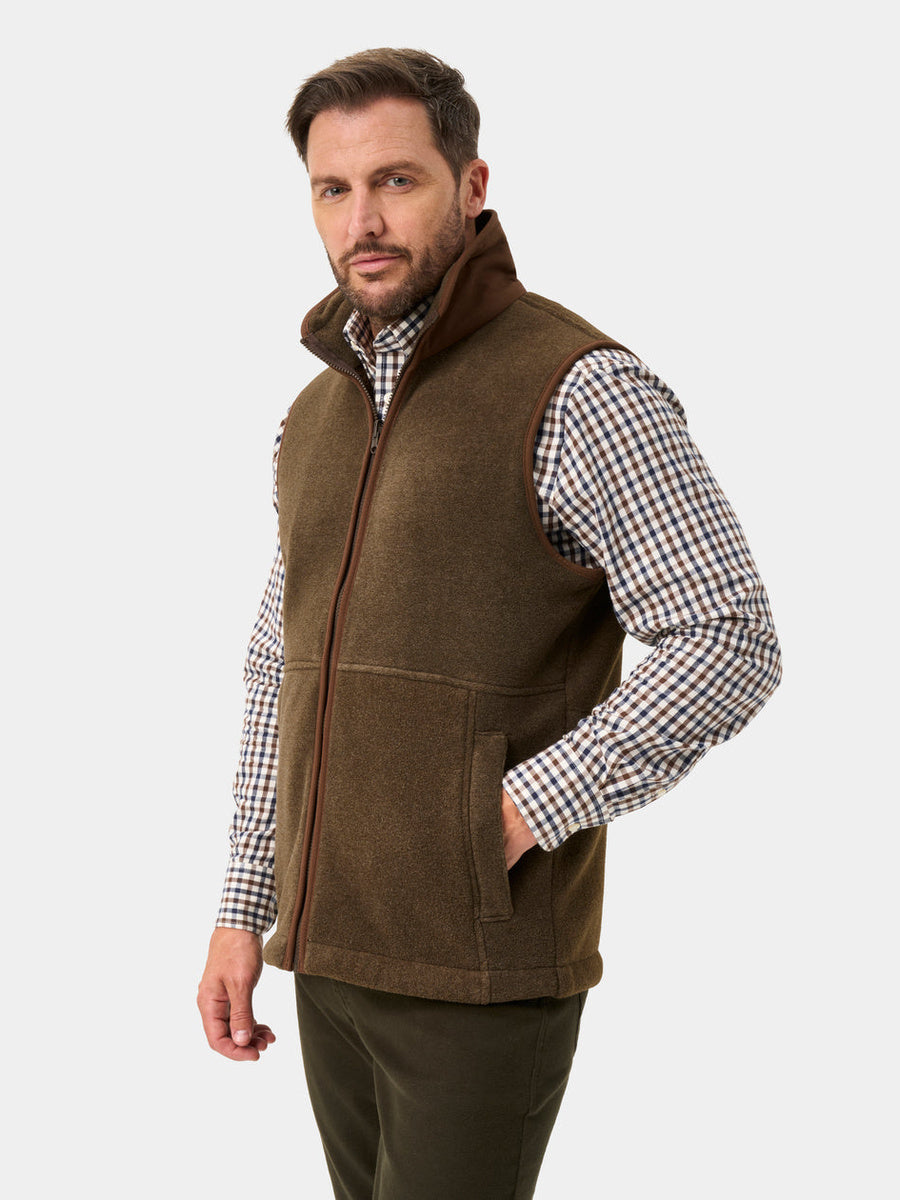 ALAN PAINE Aylsham Mens Fleece Gilet - Pecan