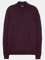 ALAN PAINE Barton 1/4 Zip Merino Wool Sweater - Mens - Blackgrape