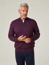 ALAN PAINE Barton 1/4 Zip Merino Wool Sweater - Mens - Blackgrape