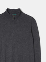 ALAN PAINE Barton 1/4 Zip Merino Wool Sweater - Mens - Charcoal
