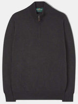 ALAN PAINE Barton 1/4 Zip Merino Wool Sweater - Mens - Dark Brown