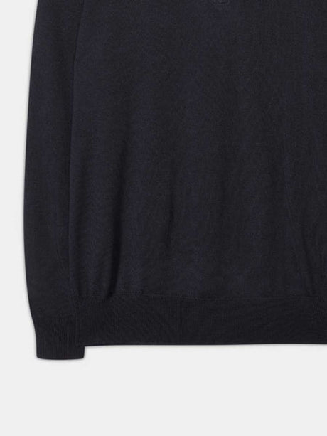 ALAN PAINE Barton 1/4 Zip Merino Wool Sweater - Mens - Dark Navy