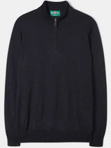 ALAN PAINE Barton 1/4 Zip Merino Wool Sweater - Mens - Dark Navy