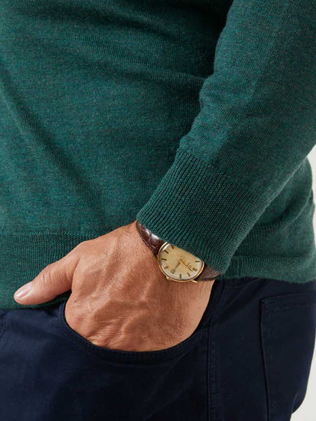 ALAN PAINE Barton 1/4 Zip Merino Wool Sweater - Mens - Hunter