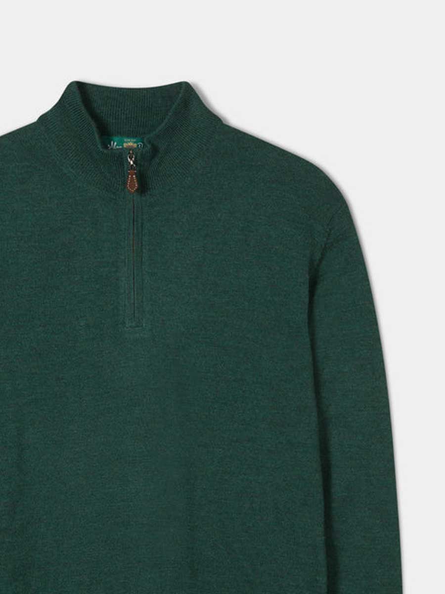 ALAN PAINE Barton 1/4 Zip Merino Wool Sweater - Mens - Hunter