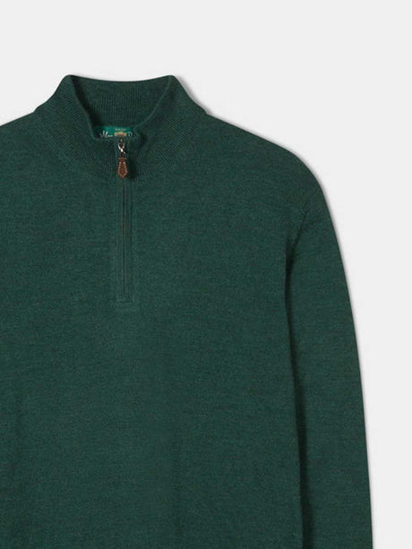 ALAN PAINE Barton 1/4 Zip Merino Wool Sweater - Mens - Hunter