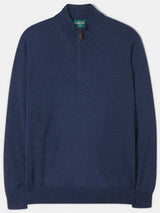 ALAN PAINE Barton 1/4 Zip Merino Wool Sweater - Mens - Indigo