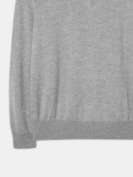 ALAN PAINE Barton 1/4 Zip Merino Wool Sweater - Mens - Light Grey Mix