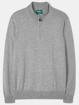 ALAN PAINE Barton 1/4 Zip Merino Wool Sweater - Mens - Light Grey Mix