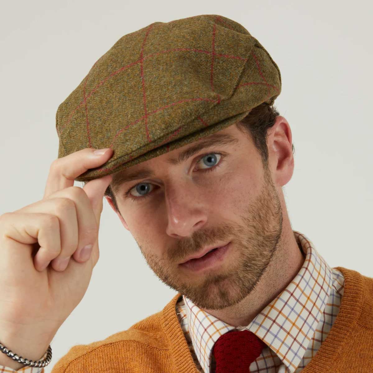 ALAN PAINE Combrook Mens Tweed Flat Cap Sage A Farley