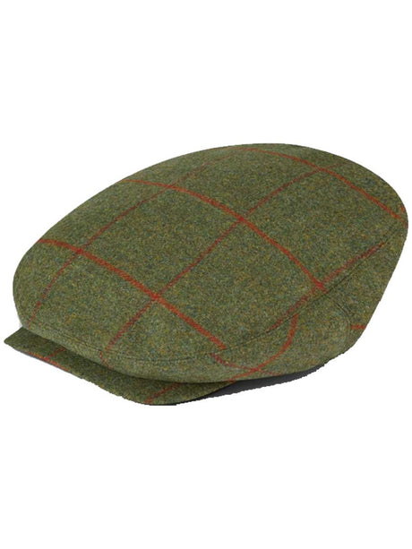 ALAN PAINE Combrook Mens Extended Peak Tweed Flat Cap - Reed