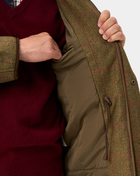 Alan Paine Combrook Mens Shooting Field Coat - Sage – inside pocket detail view.