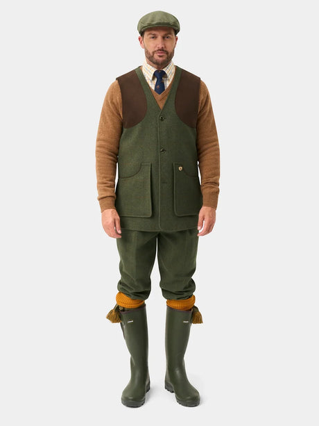 ALAN PAINE Combrook Mens Shooting Waistcoat - Mariner – full length.