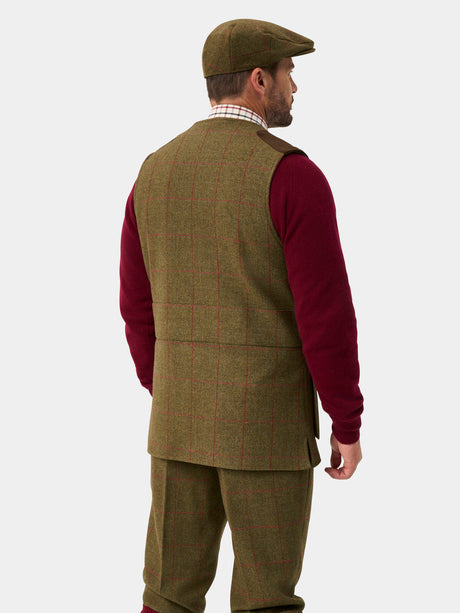 Alan Paine Combrook Mens Shooting Waistcoat - Sage – back view.