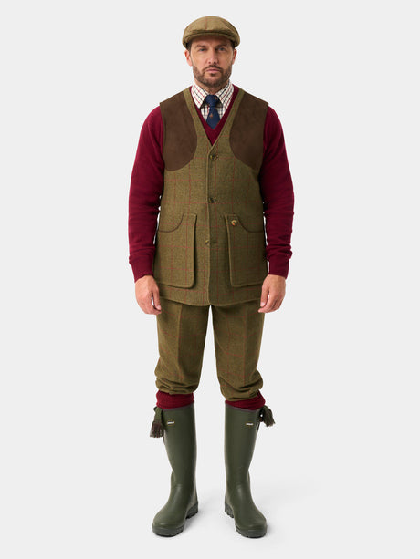 Alan Paine Combrook Mens Shooting Waistcoat - Sage – full length view.