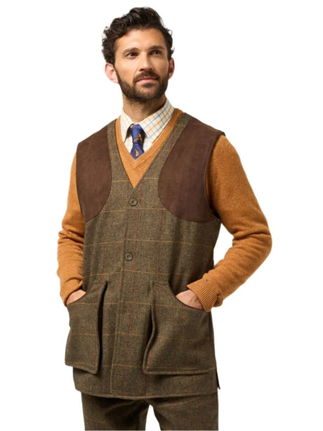 ALAN PAINE Combrook Mens Shooting Waistcoat - Teak – front alternate.