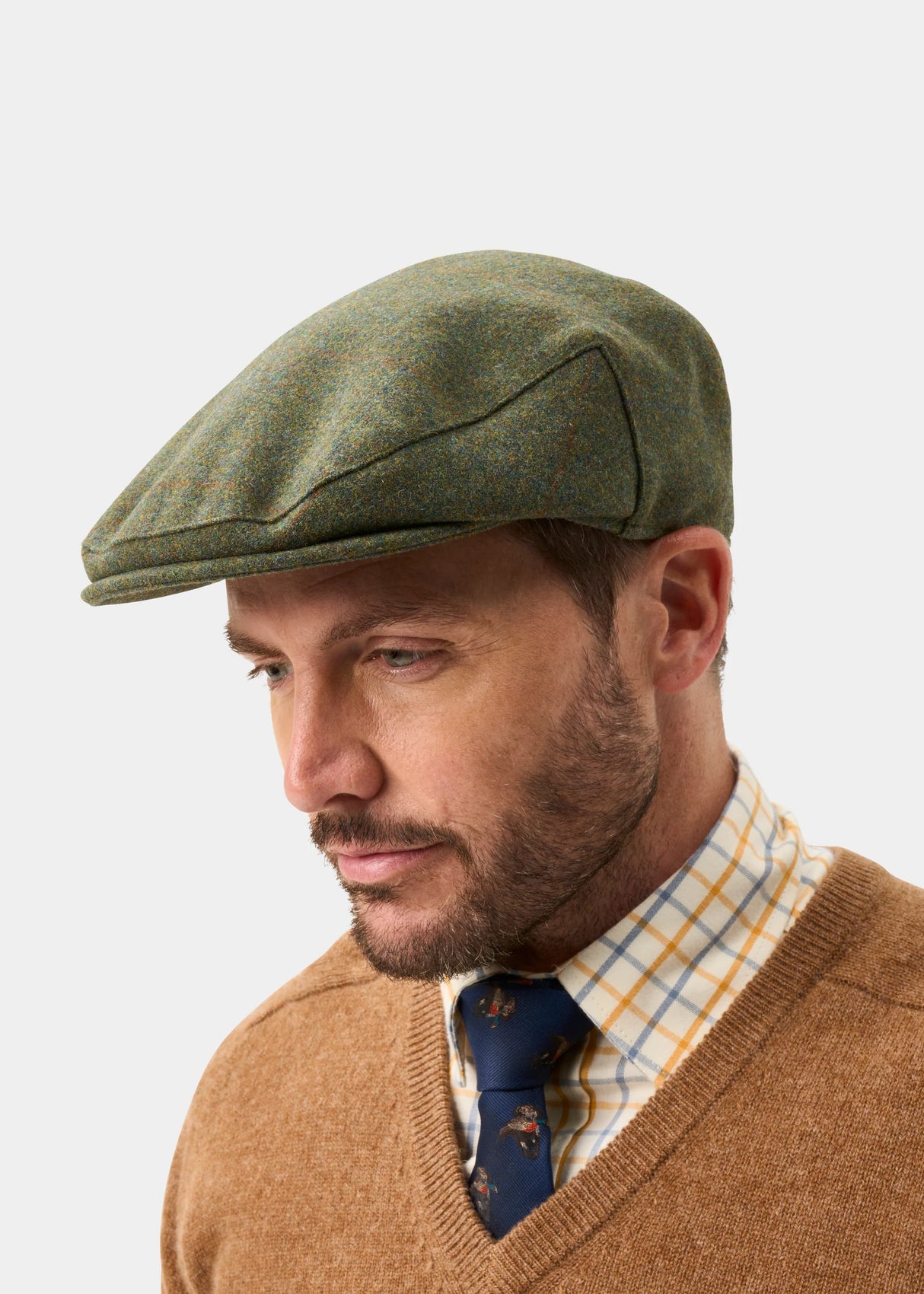 ALAN PAINE Combrook Mens Tweed Flat Cap - Mariner